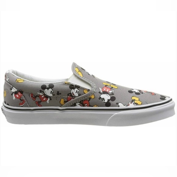 Vans x Disney ✩ Mickey Mouse Frost Grey Classic Slip On Shoes - Picture 3 of 11